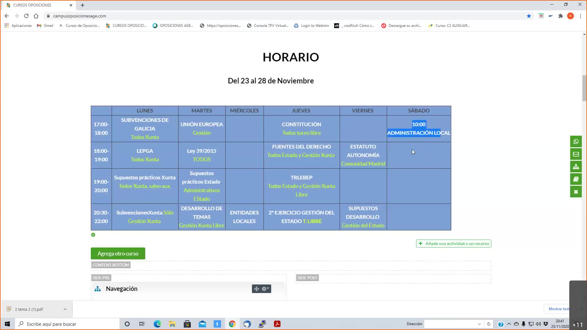 Entidades Locales 25-11-2020