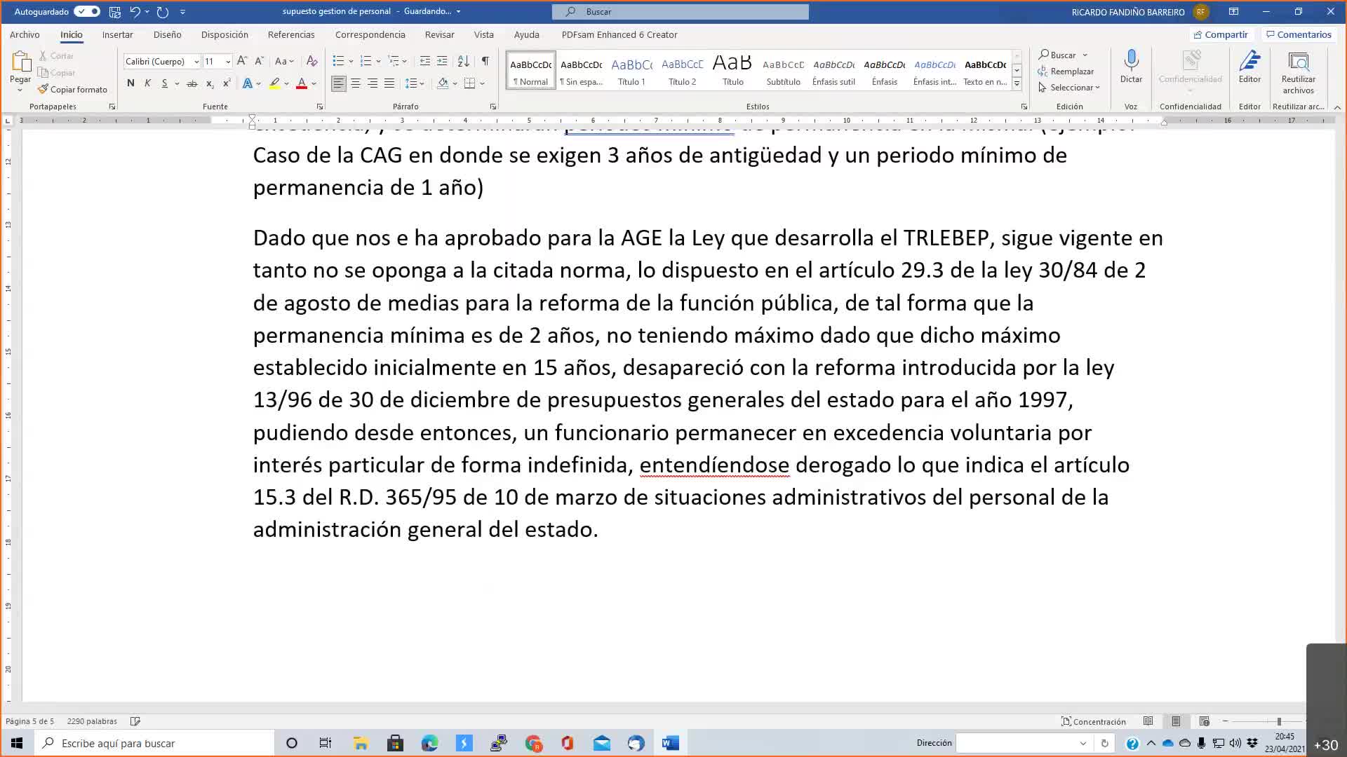 Supuestos desarrollo 23-04-2021